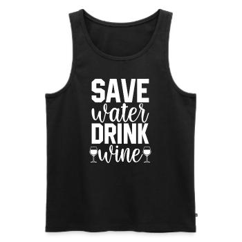 Spar Wasser trink Wein - Männer Premium Bio Tank Top - Schwarz - Vorne - Michal (187cm)