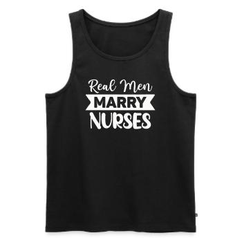 Echte Männer heiraten Krankenschwestern - Männer Premium Bio Tank Top - Schwarz - Vorne - Michal (187cm)