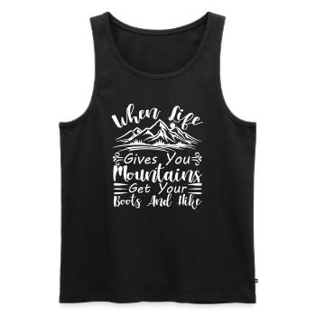 Wandern Natur Outdoor Berge - Männer Premium Bio Tank Top - Schwarz - Vorne - Michal (187cm)