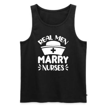 Echte Männer heiraten Krankenschwestern - Männer Premium Bio Tank Top - Schwarz - Vorne - Michal (187cm)