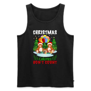 Hässliche Weihnachten Kalorien Norweger Muster - Männer Premium Bio Tank Top - Schwarz - Vorne - Michal (187cm)