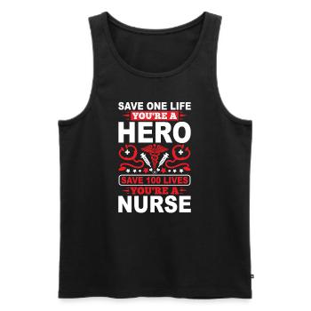 Save a Life Hero 100 Life Nurse - Men's Premium Organic Tank Top - black - Front - AI Model Male 178 light (178cm)