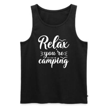 Entspannen, auf dem Campingplatz Wandershirt - Männer Premium Bio Tank Top - Schwarz - Vorne - Michal (187cm)