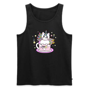 Einhorn Unicorn Cat Katze - Männer Premium Bio Tank Top - Schwarz - Vorne - Michal (187cm)