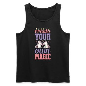 Einhorn UNICORN Créer de la magie - Débardeur bio Premium Homme - noir - Devant - Michal (187cm)