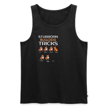 Stubborn Bulldog Tricks Funny Dog Gift - Men's Premium Organic Tank Top - black - Front - AI Model Male 178 light (178cm)