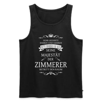 Seine Majestät der Zimmerer betritt den Raum - Männer Premium Bio Tank Top - Schwarz - Vorne - Michal (187cm)