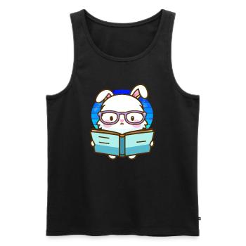 Bücherwurm-Hase - Männer Premium Bio Tank Top - Schwarz - Vorne - Michal (187cm)