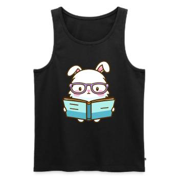 Bücherwurm-Hase - Männer Premium Bio Tank Top - Schwarz - Vorne - Michal (187cm)