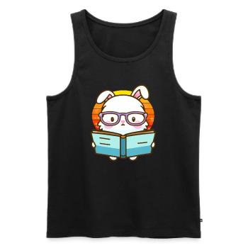 Bücherwurm-Hase - Männer Premium Bio Tank Top - Schwarz - Vorne - Michal (187cm)