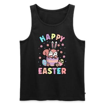 Happy Easter Squirrel With Rabbit Ears Spring - Men's Premium Organic Tank Top - black - Front - AI Model Male 178 light (178cm)