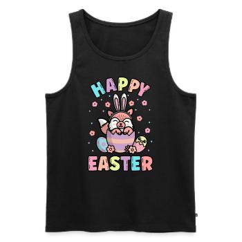 Joyeux renard de Pâques avec oreilles de lapin printemps - Débardeur bio Premium Homme - noir - Devant - AI Model Male 178 light (178cm)