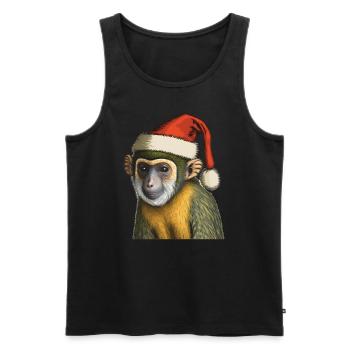 Skull monkey with Christmas hat Monkey Christmas - Men's Premium Organic Tank Top - black - Front - AI Model Male 178 light (178cm)