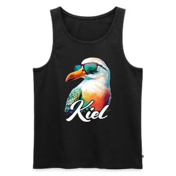 Kiel Holiday mouette colorée fraîche avec des lunettes de soleil - Débardeur bio Premium Homme - noir - Devant - Michal (187cm)