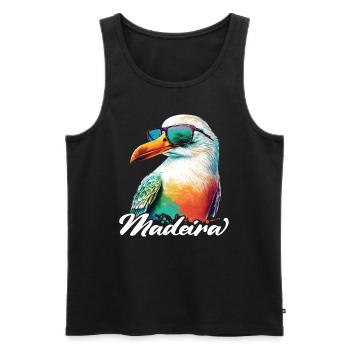 Madeira Urlaub coole bunte Möwe mit Sonnenbrille - Männer Premium Bio Tank Top - Schwarz - Vorne - Michal (187cm)