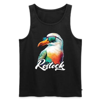 Rostock holiday cool colorful seagull with sunglasses - Men's Premium Organic Tank Top - black - Front - Michal (187cm)