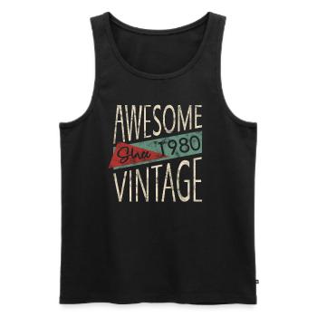 Awesome Since 1980 Retro Vintage Design - Männer Premium Bio Tank Top - Schwarz - Vorne - Michal (187cm)