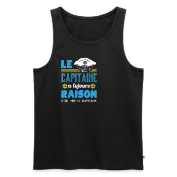 Navire C'est Moir Le Capitaine Voile Cadeau Marin - Débardeur bio Premium Homme - noir - Devant - AI Model Male 178 light (178cm)