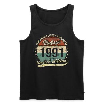 Awesome Since Vintage 1991 Retro Birthday Design - Men's Premium Organic Tank Top - black - Front - AI Model Male 178 light (178cm)