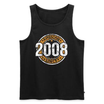 Awesome Since 2008 Retro Vintage Birthday - Men's Premium Organic Tank Top - black - Front - AI Model Male 178 light (178cm)