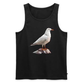 Polygon Möwe auf Felsen - Männer Premium Bio Tank Top - Schwarz - Vorne - AI Model Male 178 light (178cm)