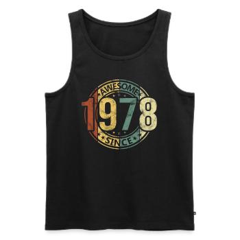 Awesome Since 1978 Retro Vintage Birthday - Men's Premium Organic Tank Top - black - Front - Michal (187cm)
