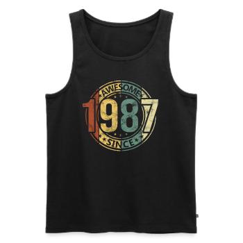 Awesome Since 1987 Retro Vintage Geburtstag - Männer Premium Bio Tank Top - Schwarz - Vorne - Michal (187cm)