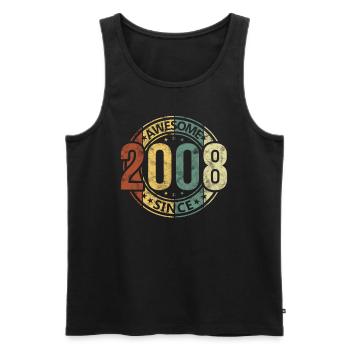 Awesome Since 2008 Retro Vintage Birthday - Men's Premium Organic Tank Top - black - Front - AI Model Male 178 light (178cm)