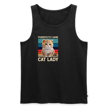 Chat Cadeau Purrfectly Sane Cat Lady Cat - Débardeur bio Premium Homme - noir - Devant - AI Model Male 178 light (178cm)
