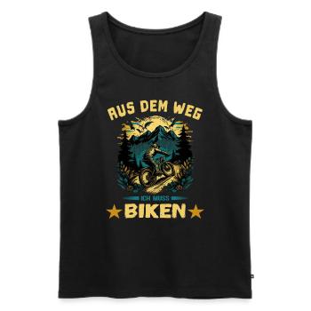 Aus dem Weg - ich muss Biken Fahrrad fahren Spruch - Männer Premium Bio Tank Top - Schwarz - Vorne - Michal (187cm)