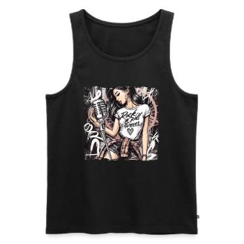 Rock n Roll forever Vintage Girl Rocknroll - Débardeur bio Premium Homme - noir - Devant - Michal (187cm)