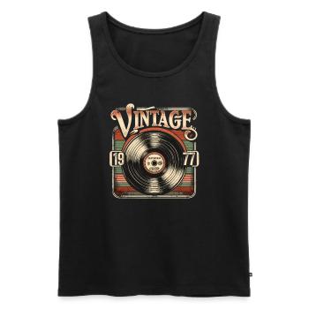 Retro Vinyl Vintage Legend 1977 Geburtstag - Männer Premium Bio Tank Top - Schwarz - Vorne - Michal (187cm)