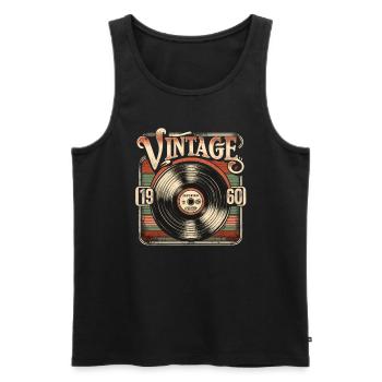 Rétro vinyle Vintage légende des années 1960 anniversaire - Débardeur bio Premium Homme - noir - Devant - Michal (187cm)
