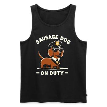 T-shirt du service de police teckel - Chien d’autorité - Débardeur bio Premium Homme - noir - Devant - Michal (187cm)