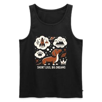 Short Legs, Big Dreams – Dreamy Dachshund Des - Men's Premium Organic Tank Top - black - Front - Michal (187cm)