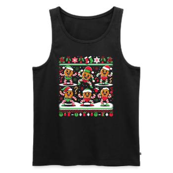 Pain d’épice dansant elfique laid pull de Noël - Débardeur bio Premium Homme - noir - Devant - Michal (187cm)
