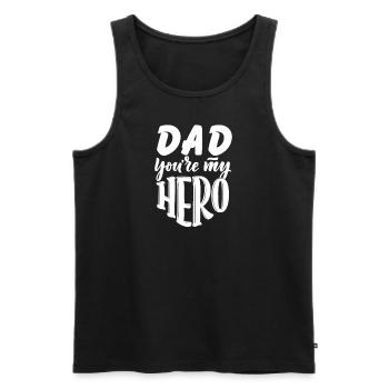 Papa, tu es mon héros - Débardeur bio Premium Homme - noir - Devant - AI Model Male 178 light (178cm)