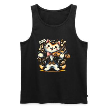 meowsicion - Cat Violin - Men's Premium Organic Tank Top - black - Front - Michal (187cm)