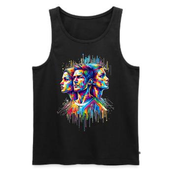 PixelPride - Pixel Pride - Männer Premium Bio Tank Top - Schwarz - Vorne - Michal (187cm)