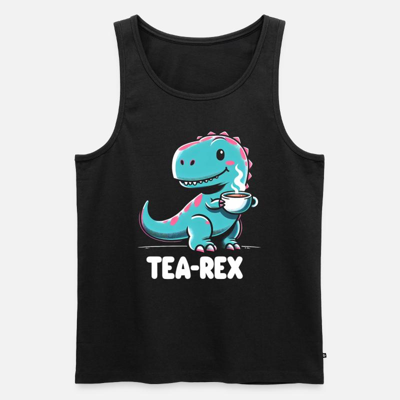 TEA-REX - Dinosaurier-Tee - Männer Premium Bio Tank Top - Schwarz