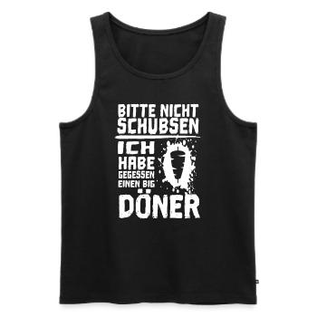 Döner Kebab essen - Bitte nicht schubsen! - Männer Premium Bio Tank Top - Schwarz - Vorne - Michal (187cm)