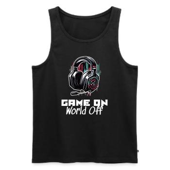 Game On World Off Gamer Dictons Chemise - Débardeur bio Premium Homme - noir - Devant - Michal (187cm)