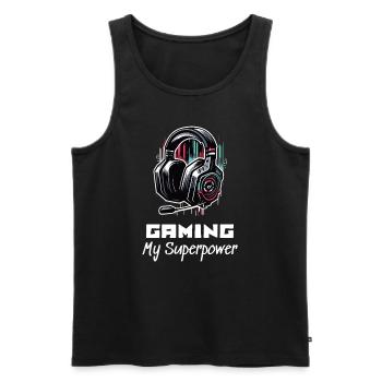 Gaming My Superpower Shirt Street Art Style - Männer Premium Bio Tank Top - Schwarz - Vorne - Michal (187cm)