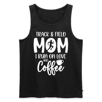 Athletics mom running with coffee and love - Men's Premium Organic Tank Top - black - Front - AI Model Male 178 light (178cm)