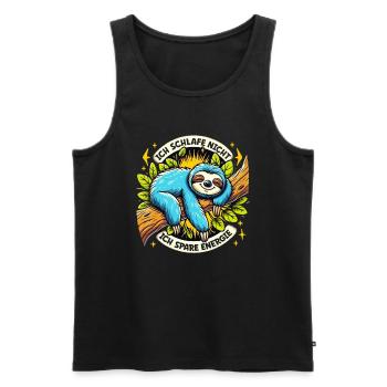 Faultier spart Energie - Faultier schläft nicht - Männer Premium Bio Tank Top - Schwarz - Vorne - Michal (187cm)