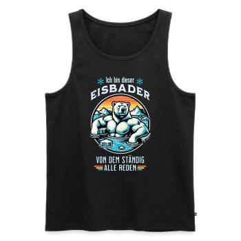 Der Eisbader Eisbär geht zum Winterschwimmen - Männer Premium Bio Tank Top - Schwarz - Vorne - Michal (187cm)