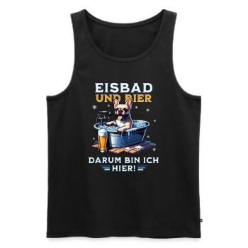 Eisbad und Bier French Bulldog Fun Design - Männer Premium Bio Tank Top - Schwarz - Vorne - AI Model Male 178 light (178cm)