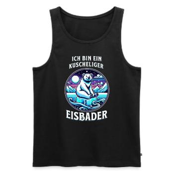 Kuscheliger Eisbader Eisbär schwimmt auf Eiswürfel - Männer Premium Bio Tank Top - Schwarz - Vorne - Michal (187cm)