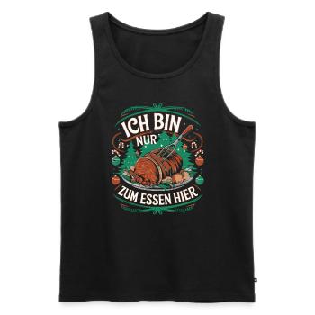 Nur zum Essen hier – Lustiges Weihnachtsdesign - Männer Premium Bio Tank Top - Schwarz - Vorne - Michal (187cm)