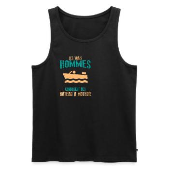 Motor Boat Jetski Captain Gift Boat - Men's Premium Organic Tank Top - black - Front - AI Model Male 178 light (178cm)
